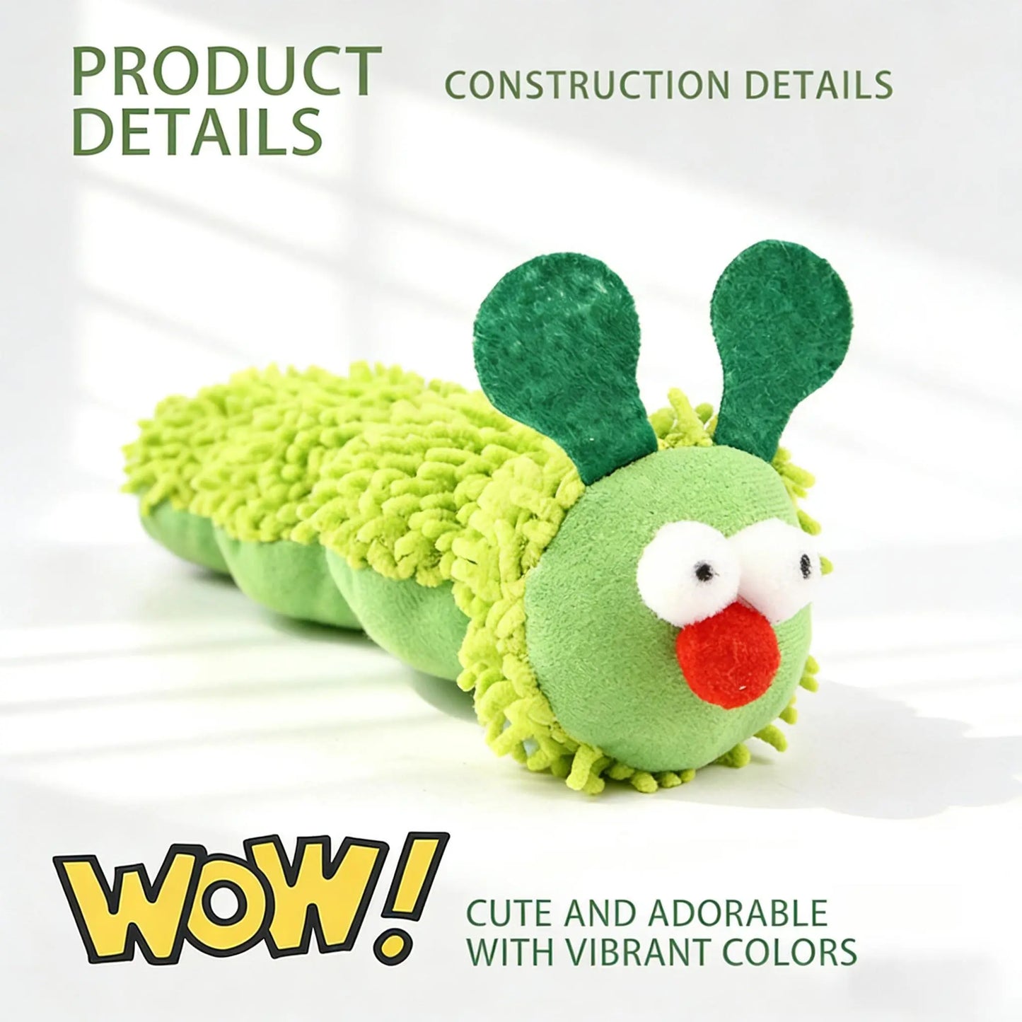 3-in-1 Caterpillar Cat Plush Toy – Premium Catnip, Silvervine & Crinkle Sound Interactive Boredom Relief Pillow