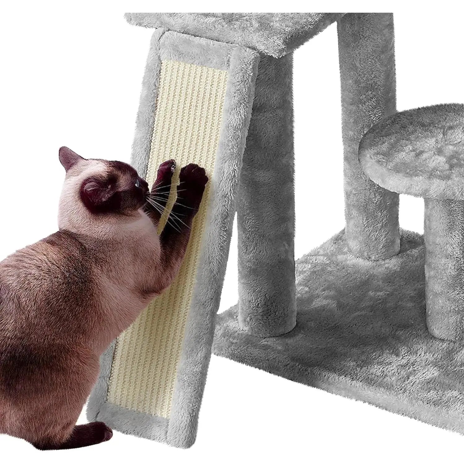 Multi-Level Cat Tree & Play Center – Light Gray Luxury Cat Tower with Condo & Scratching Posts