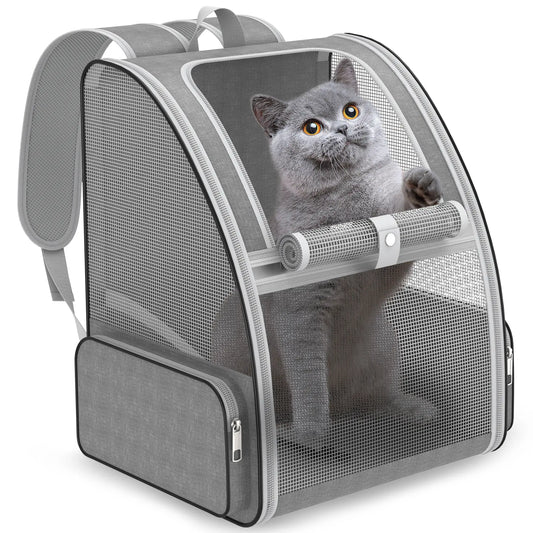 Breathable Mesh Pet Backpack – Foldable Travel Carrier with Built-In Safety Buckles & Dual Storage Pockets