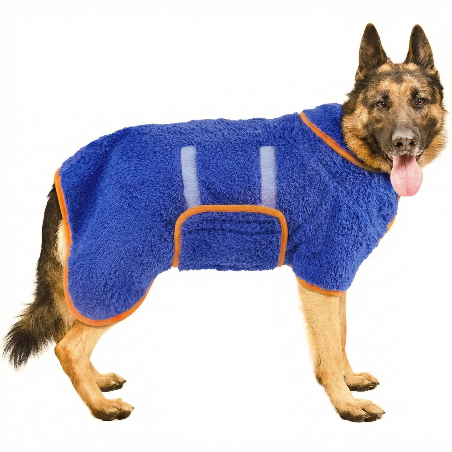 Bienbee Quick-Drying Dog Bathrobe – Super Absorbent Microfiber Pet Drying Towel Robe with Adjustable Velcro Straps and Warm Hood