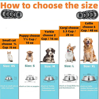 Stainless Steel Non-Slip Pet Bowl – 8 oz Food & Water Dish