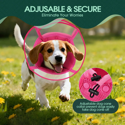 Adjustable Soft E-Collar for Dogs – Breathable & Humane Post-Surgery Recovery Cone to Prevent Licking