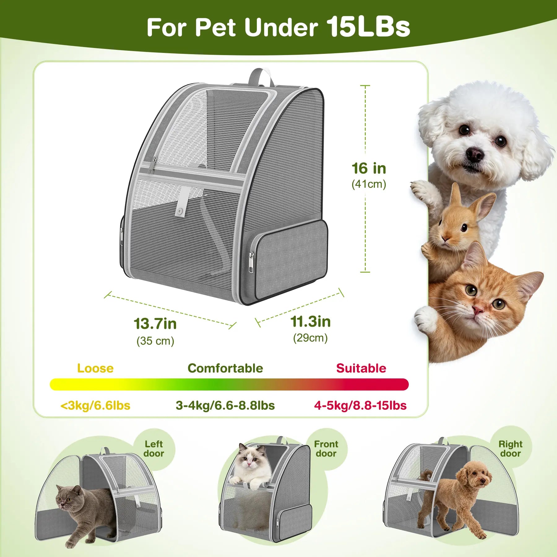 Breathable Mesh Pet Backpack – Foldable Travel Carrier with Built-In Safety Buckles & Dual Storage Pockets