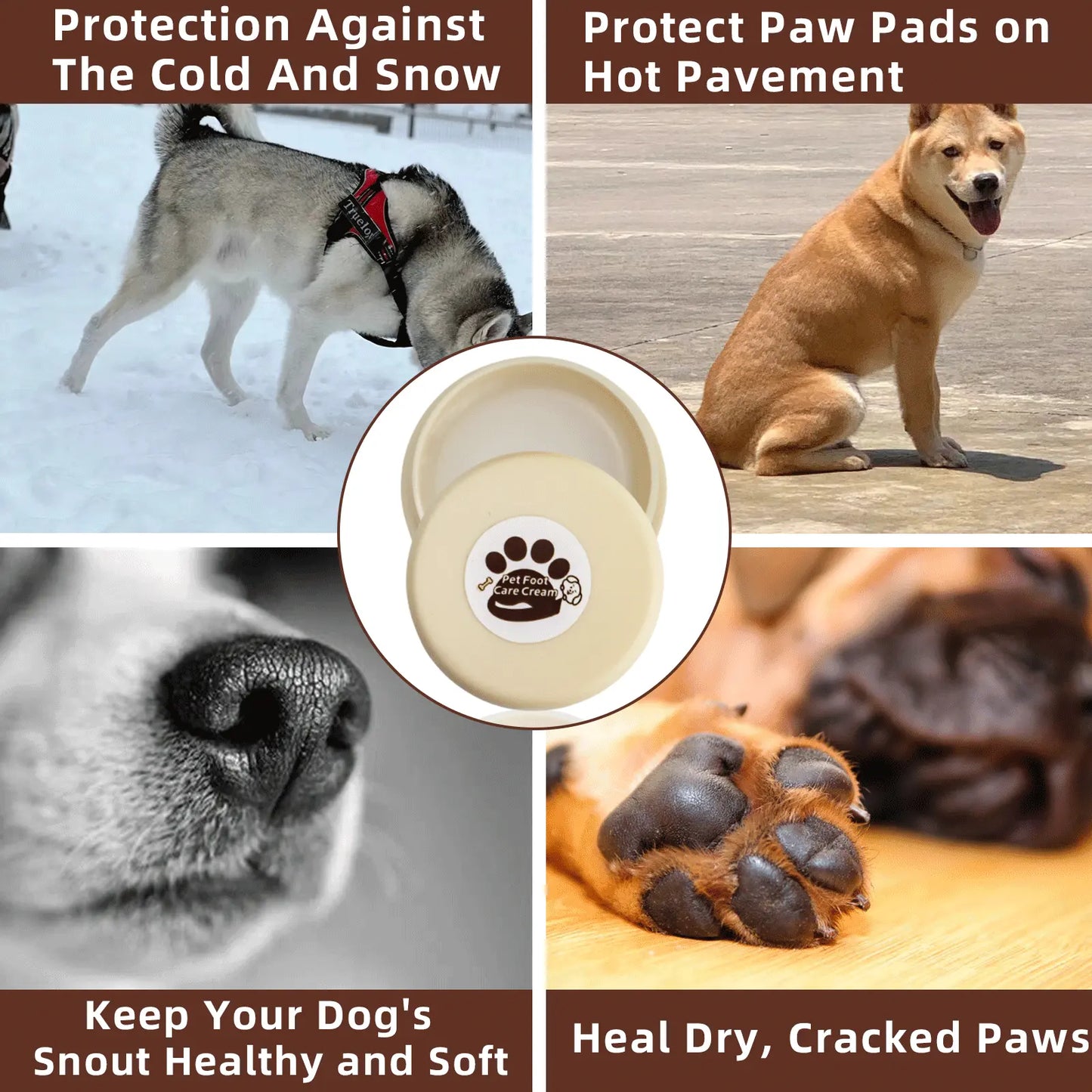 2-in-1 Pet Paw Care Kit – No-Rinse Foam Cleaner & Healing Balm for Dry, Cracked Paws & Noses (5 oz)
