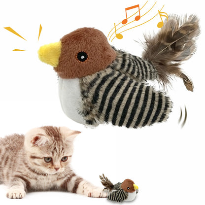 Lifelike Chirping Bird Cat Toy – Premium Catnip & Silvervine Interactive Kicker with Feathers for Indoor Play
