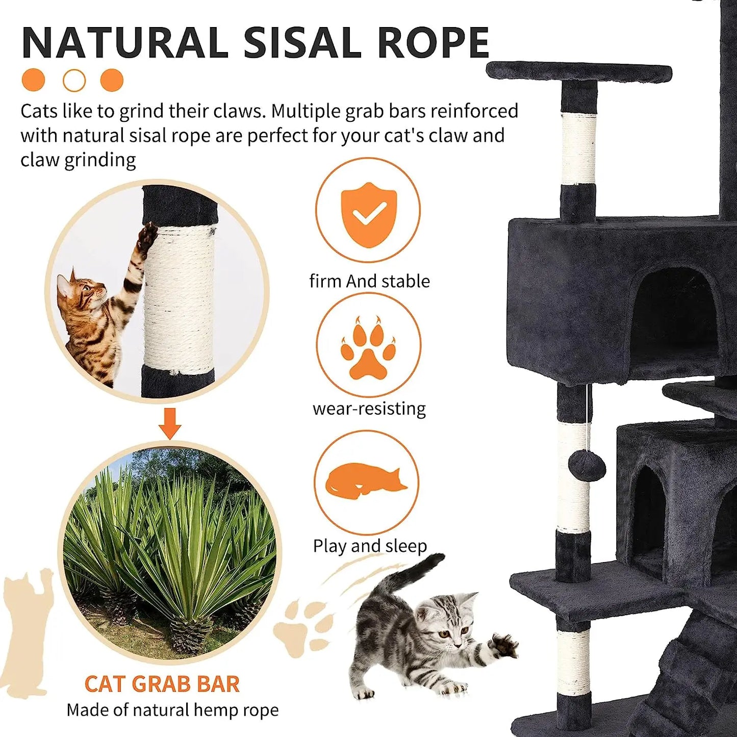 Modern Vertical Cat Tree Tower – Multi-Level Activity Center with Condo & Scratching Posts