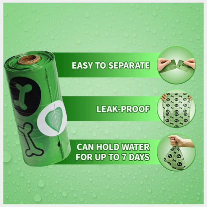 Lavender Scented Dog Poop Bags Kit – 240-Pack Thick Leak-Proof Waste Bags with Portable Dispenser & Leash Clip