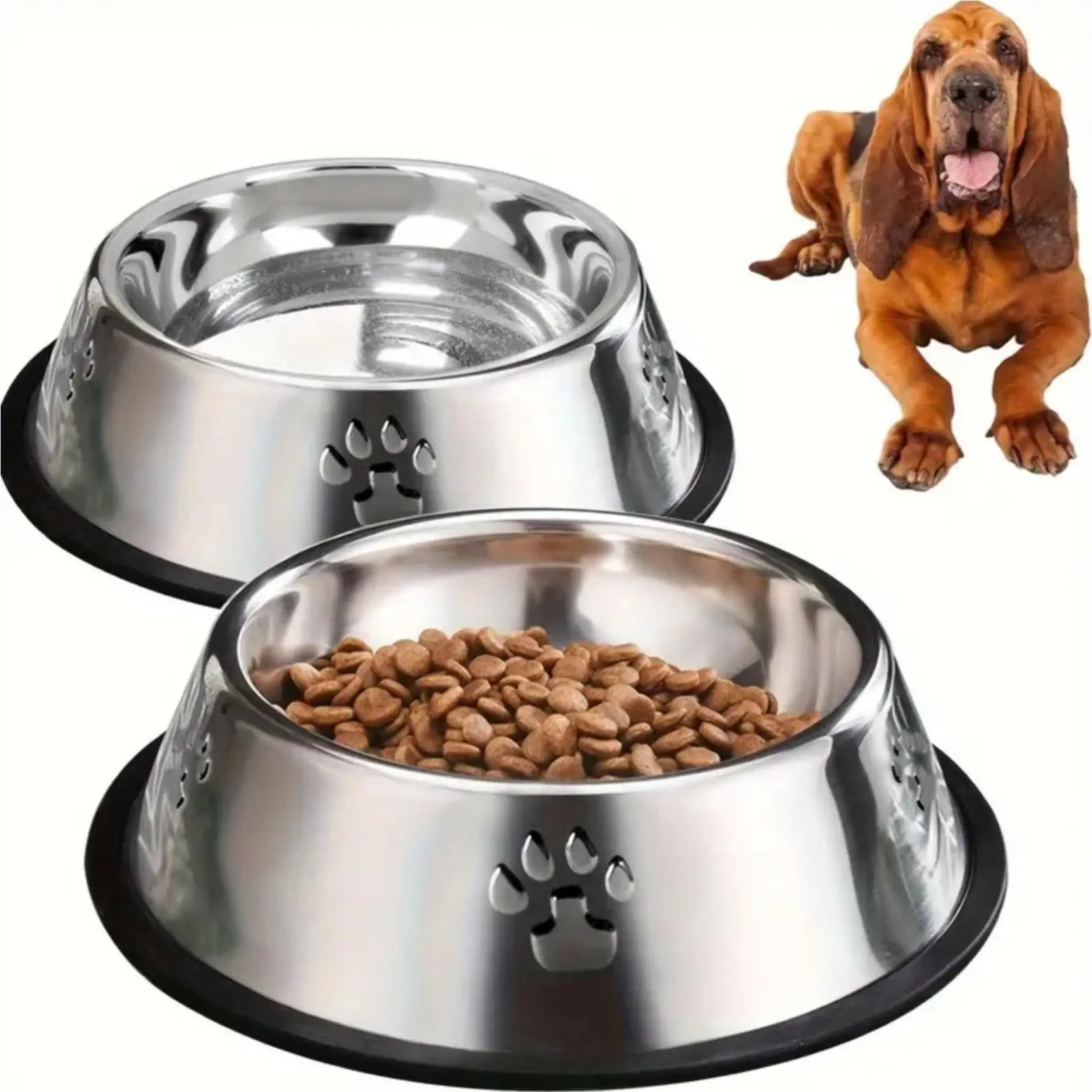 Stainless Steel Non-Slip Pet Bowl – 8 oz Food & Water Dish