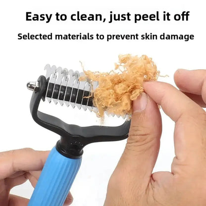 2-in-1 Pet Detangling & Dematting Comb – Durable Stainless Steel Shedding Tool for Daily Dog Coat Maintenance