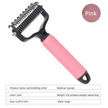 2-in-1 Pet Detangling & Dematting Comb – Durable Stainless Steel Shedding Tool for Daily Dog Coat Maintenance