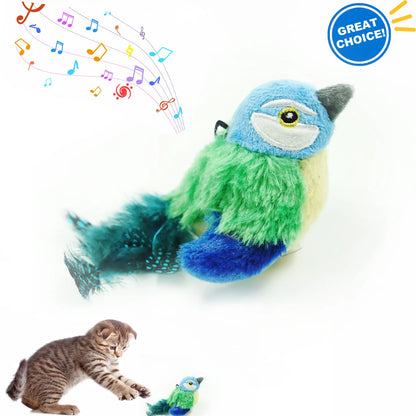 Lifelike Chirping Bird Cat Toy – Premium Catnip & Silvervine Interactive Kicker with Feathers for Indoor Play