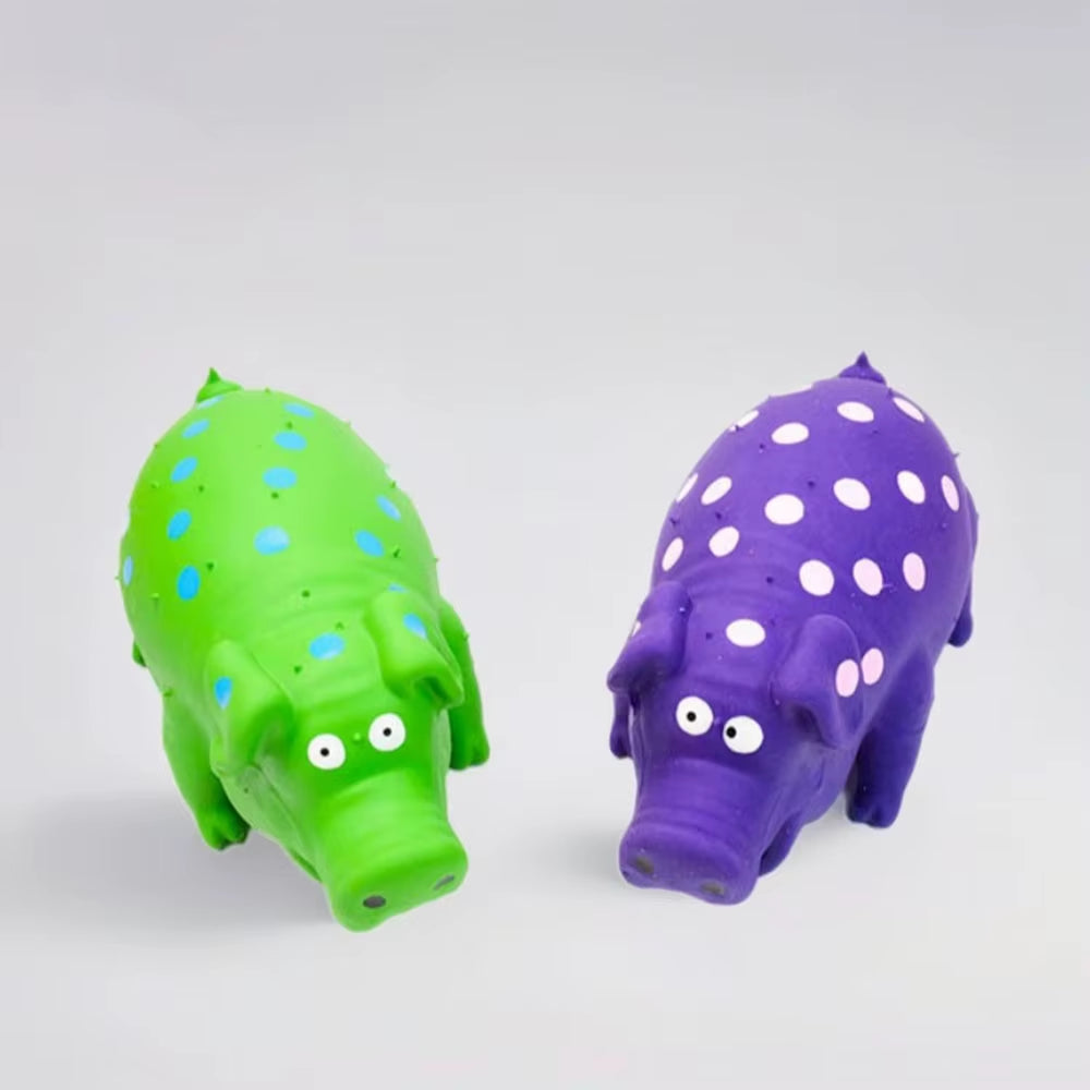 nteractive Squeaky Latex Pig Toy – Durable Spotted Chew Toy for Dogs