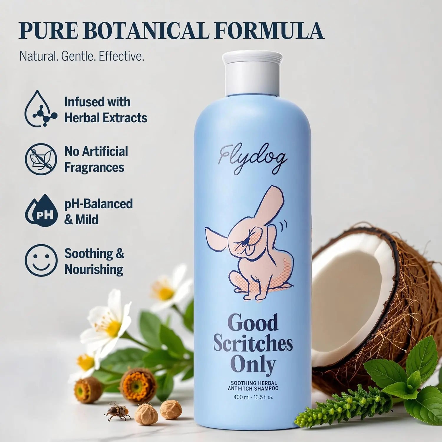 Soothing Herbal Pet Shampoo – Hypoallergenic Itchy Skin Relief, Moisturizing & Deodorizing Formula for Cats and Dogs