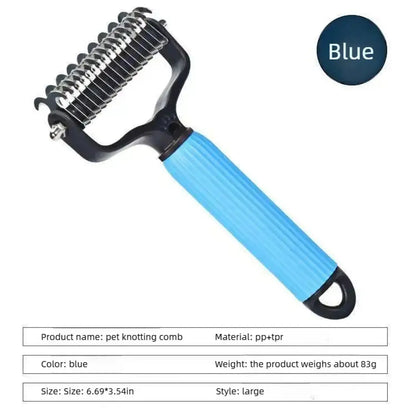 2-in-1 Pet Detangling & Dematting Comb – Durable Stainless Steel Shedding Tool for Daily Dog Coat Maintenance