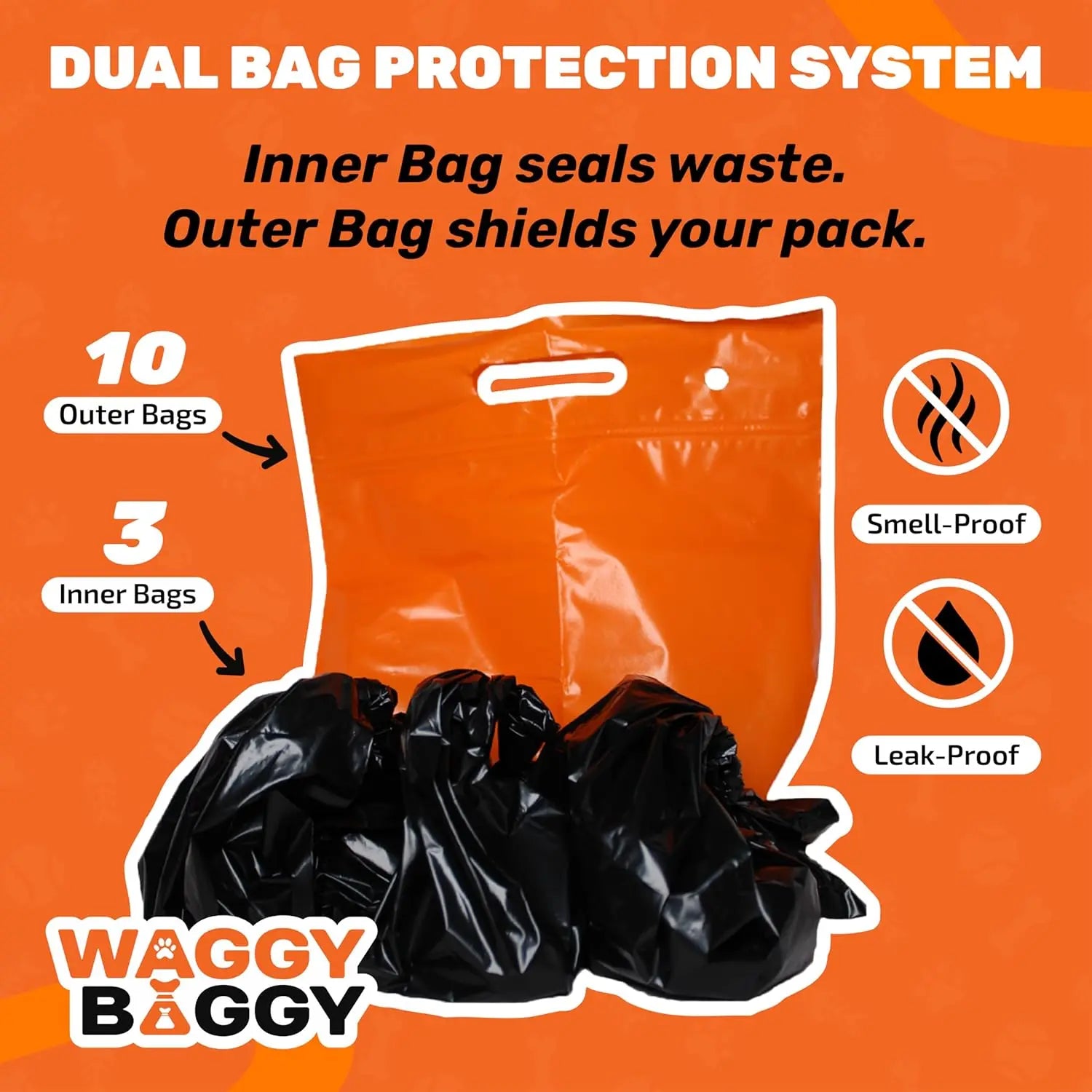 Cleanwaste Waggy Baggy Premium Odor-Proof Dog Waste Bags (10-Pack)