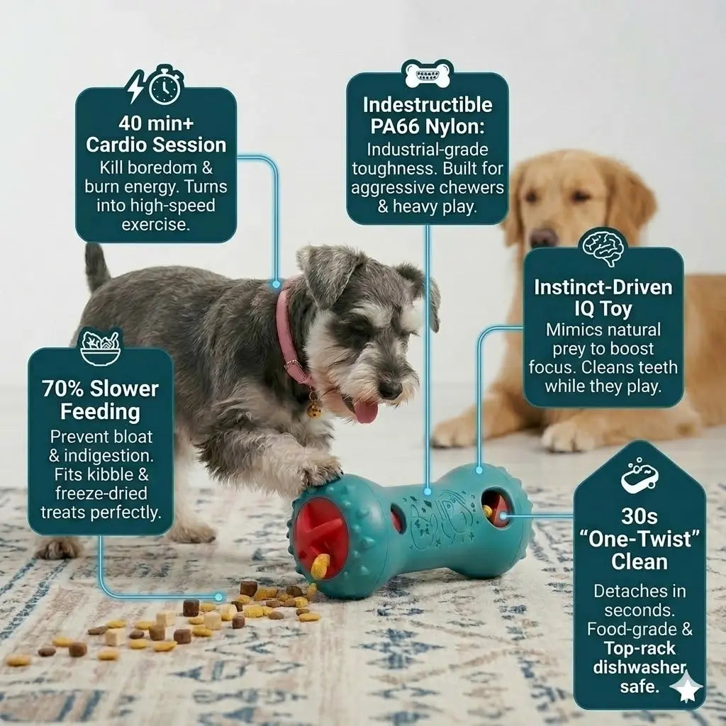 LUMIKATA Premium 2-in-1 Adjustable Dog Puzzle Toy & Slow Feeder