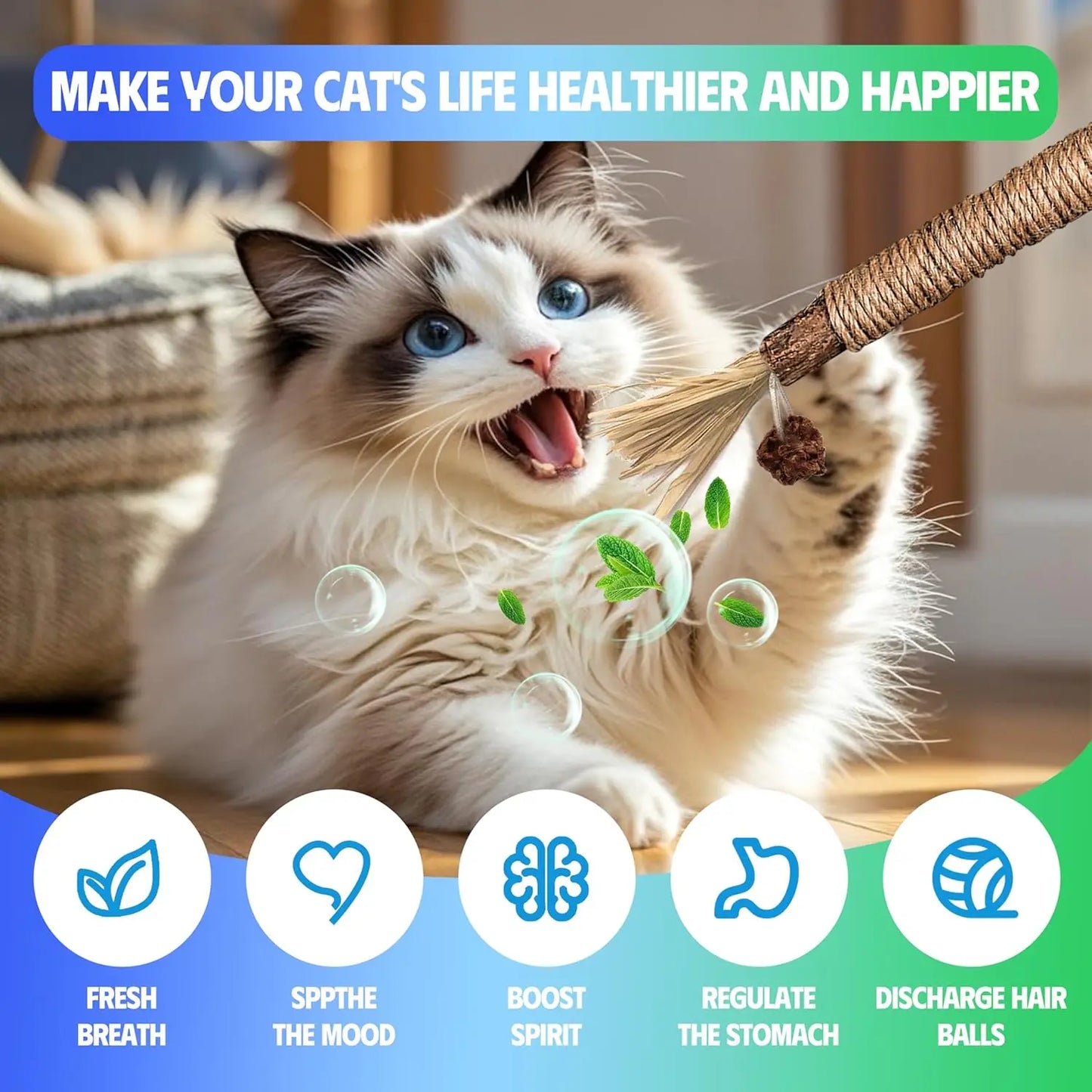 Cat Chew Ropes (9-Piece Set) – Interactive Dental Cleaning Toys with Refillable Natural Catnip