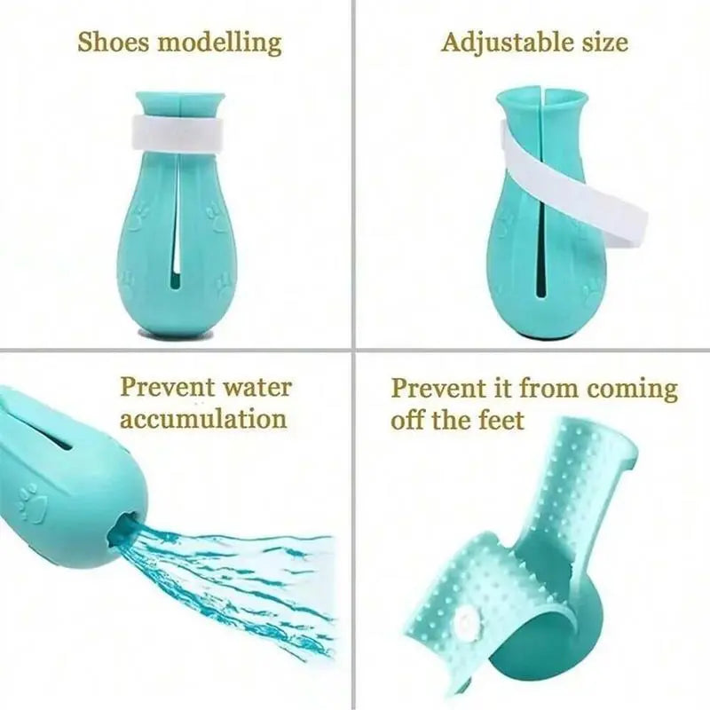 4 Pairs per Box, Silicone Pet Paw Protectors  Essentials for Dogs and Cats — Protects Paws during Baths, Prevents Scratching, Safe and Reliable.