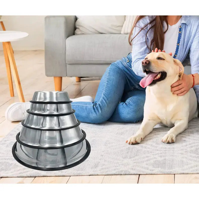Stainless Steel Non-Slip Pet Bowl – 8 oz Food & Water Dish