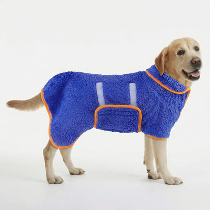 Bienbee Quick-Drying Dog Bathrobe – Super Absorbent Microfiber Pet Drying Towel Robe with Adjustable Velcro Straps and Warm Hood