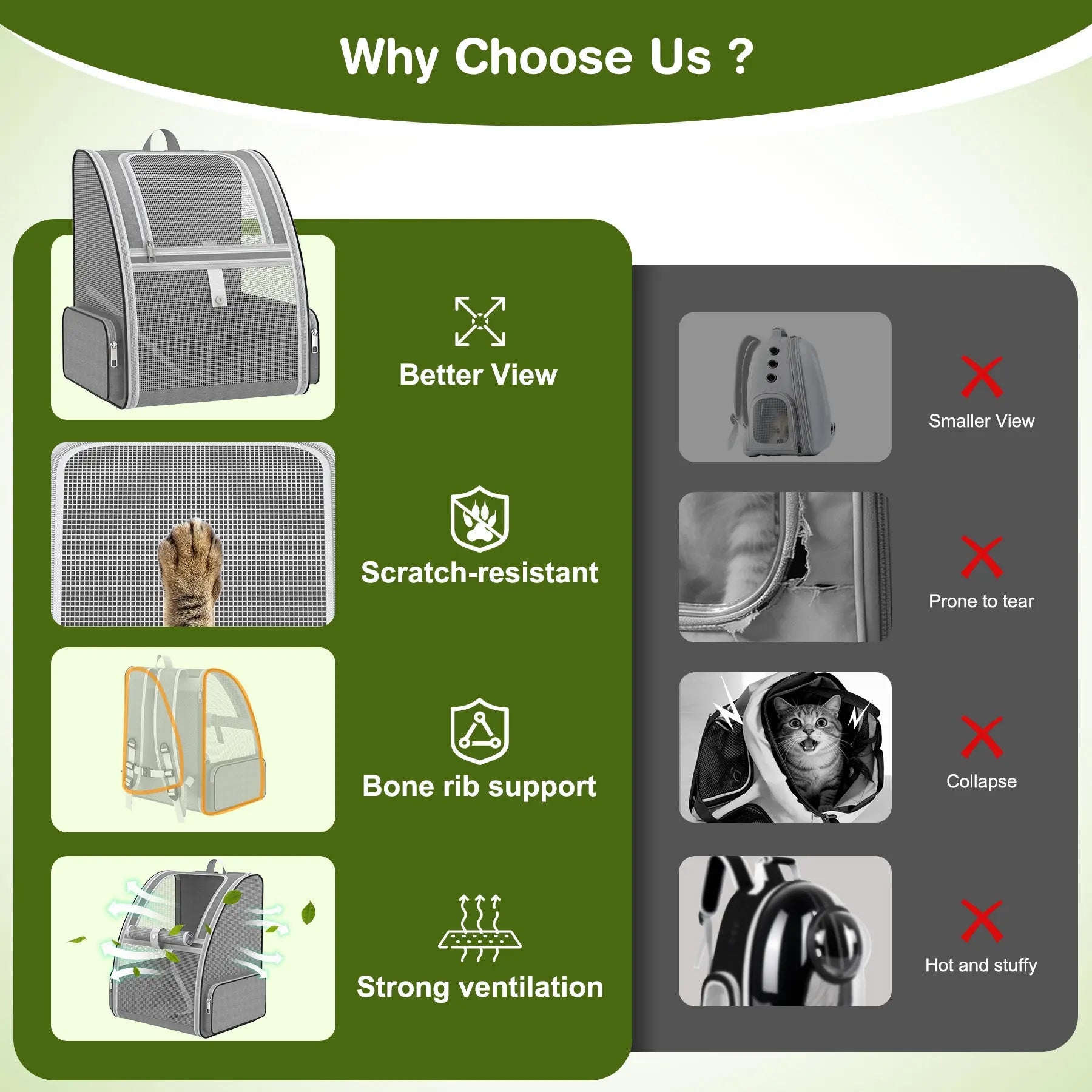 Breathable Mesh Pet Backpack – Foldable Travel Carrier with Built-In Safety Buckles & Dual Storage Pockets
