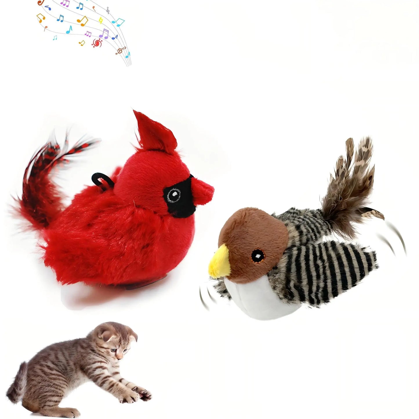 Lifelike Chirping Bird Cat Toy – Premium Catnip & Silvervine Interactive Kicker with Feathers for Indoor Play