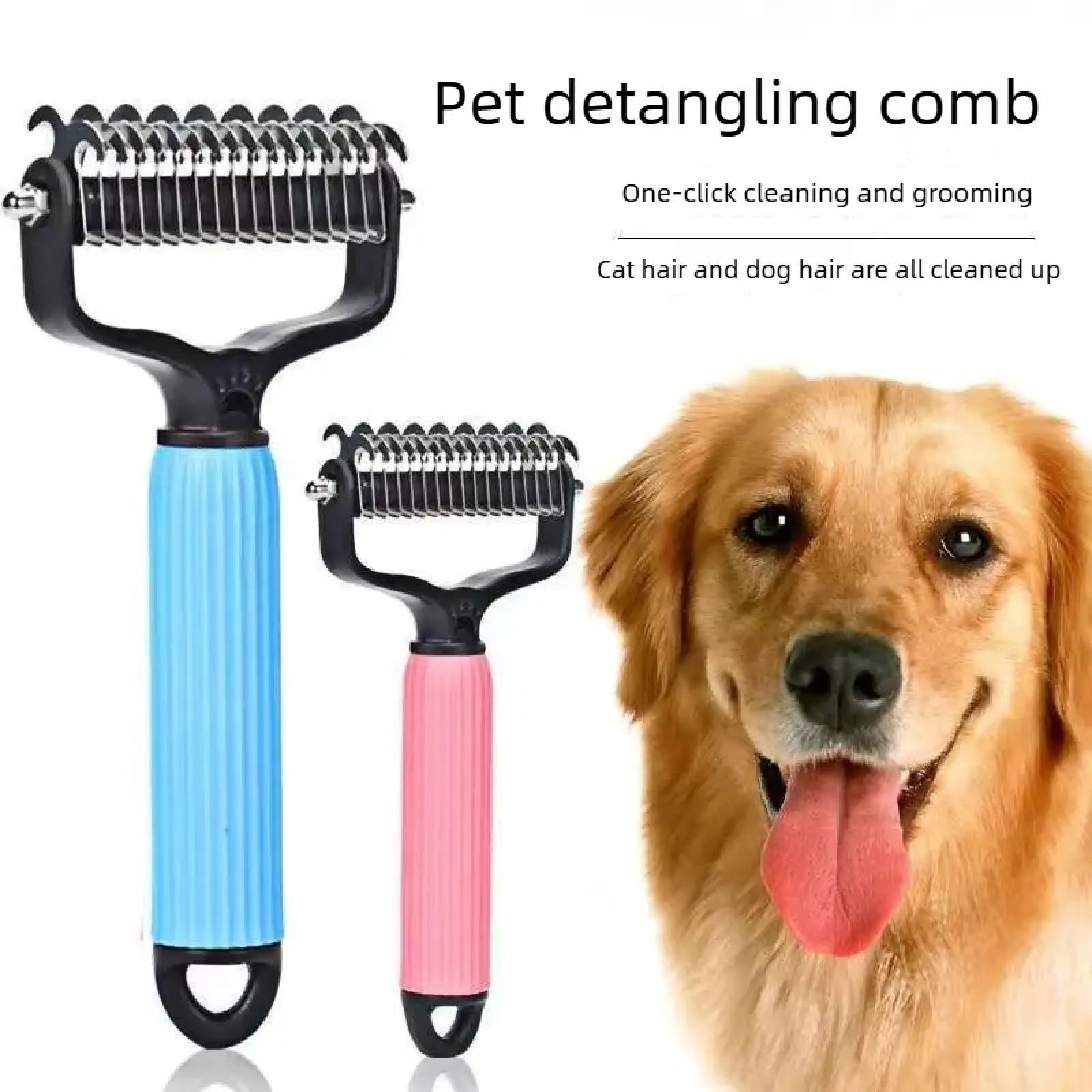 2-in-1 Pet Detangling & Dematting Comb – Durable Stainless Steel Shedding Tool for Daily Dog Coat Maintenance
