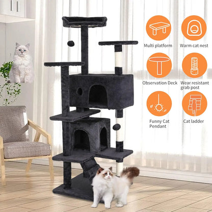 Modern Vertical Cat Tree Tower – Multi-Level Activity Center with Condo & Scratching Posts