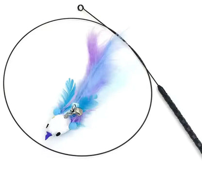 Interactive Feather Bird Cat Teaser – Hanging Wand Toy with Bell and String