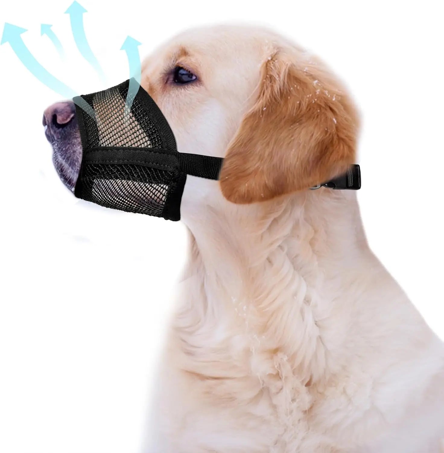 Adjustable Air Mesh Dog Muzzle – Breathable Anti-Biting, Barking & Scavenging Protection for All Sizes
