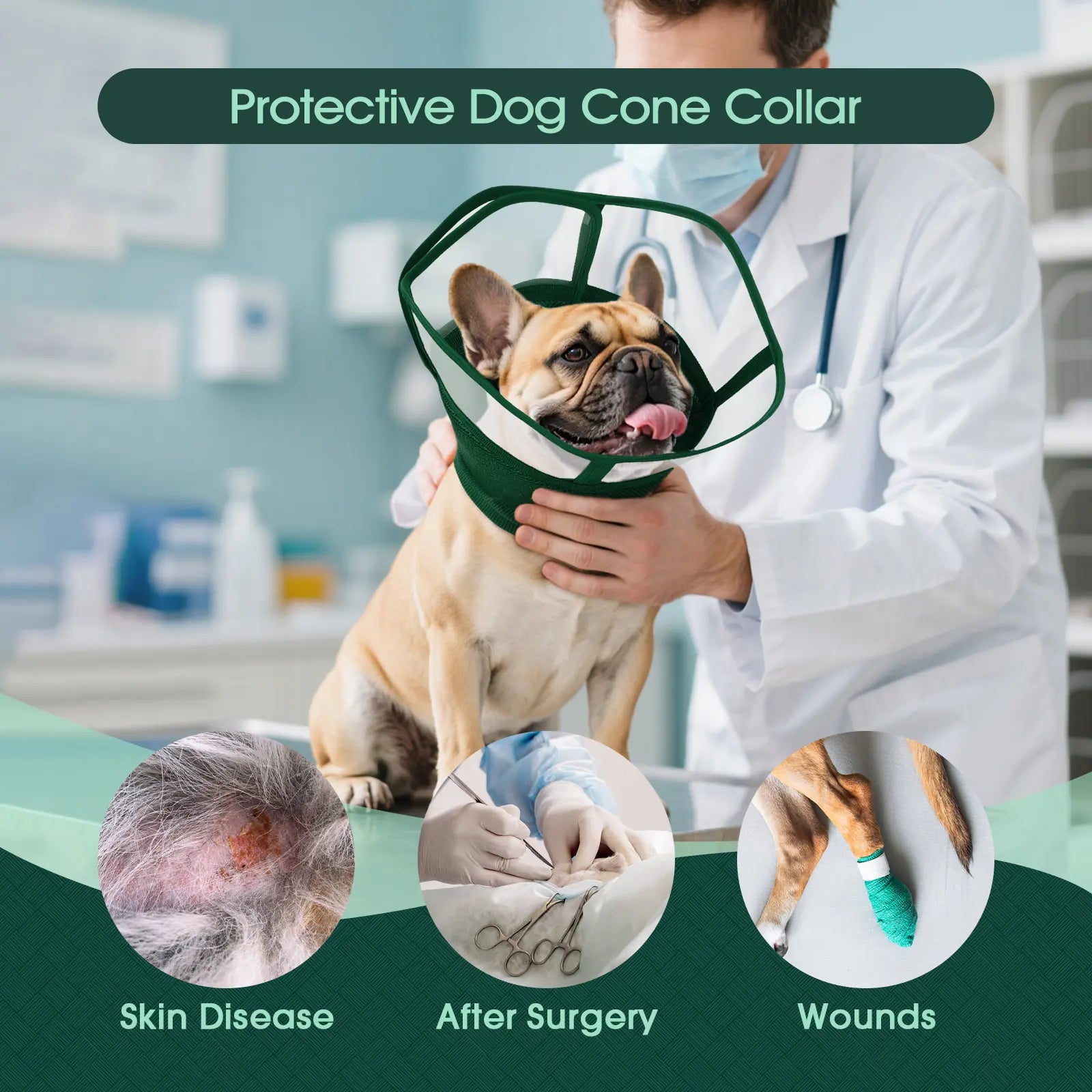 Adjustable Soft E-Collar for Dogs – Breathable & Humane Post-Surgery Recovery Cone to Prevent Licking