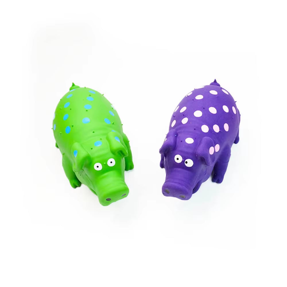 nteractive Squeaky Latex Pig Toy – Durable Spotted Chew Toy for Dogs