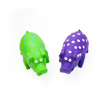 nteractive Squeaky Latex Pig Toy – Durable Spotted Chew Toy for Dogs