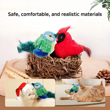 Lifelike Chirping Bird Cat Toy – Premium Catnip & Silvervine Interactive Kicker with Feathers for Indoor Play