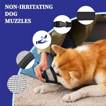 Adjustable Air Mesh Dog Muzzle – Breathable Anti-Biting, Barking & Scavenging Protection for All Sizes