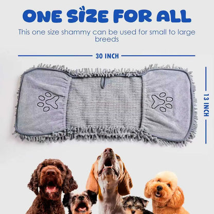 Microfiber Quick-Dry Absorbent Dog Towel with Hand Pockets - Machine Washable for Medium to Large Dogs (30" x 13")