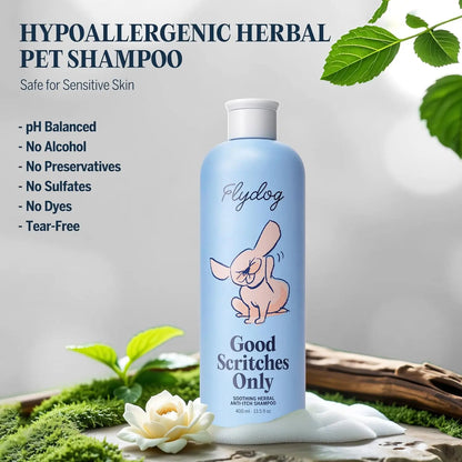 Soothing Herbal Pet Shampoo – Hypoallergenic Itchy Skin Relief, Moisturizing & Deodorizing Formula for Cats and Dogs