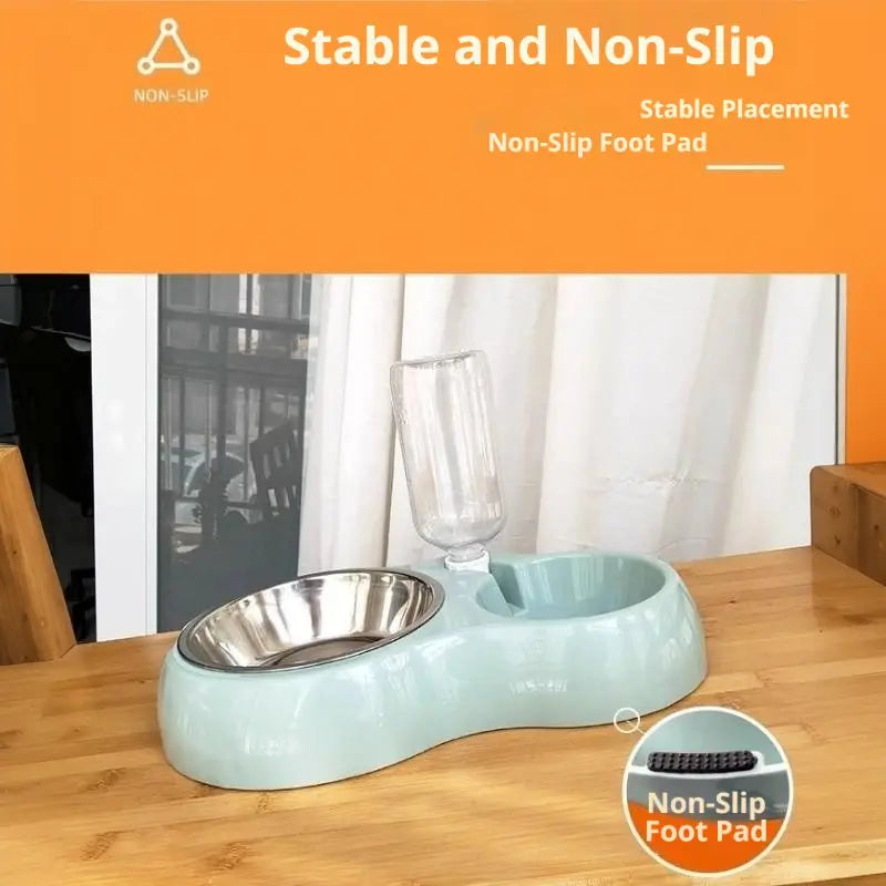 Automatic Gravity Pet Feeder Station – Stainless Steel Double Bowl Set & Drink Dispenser for Cats and Dogs