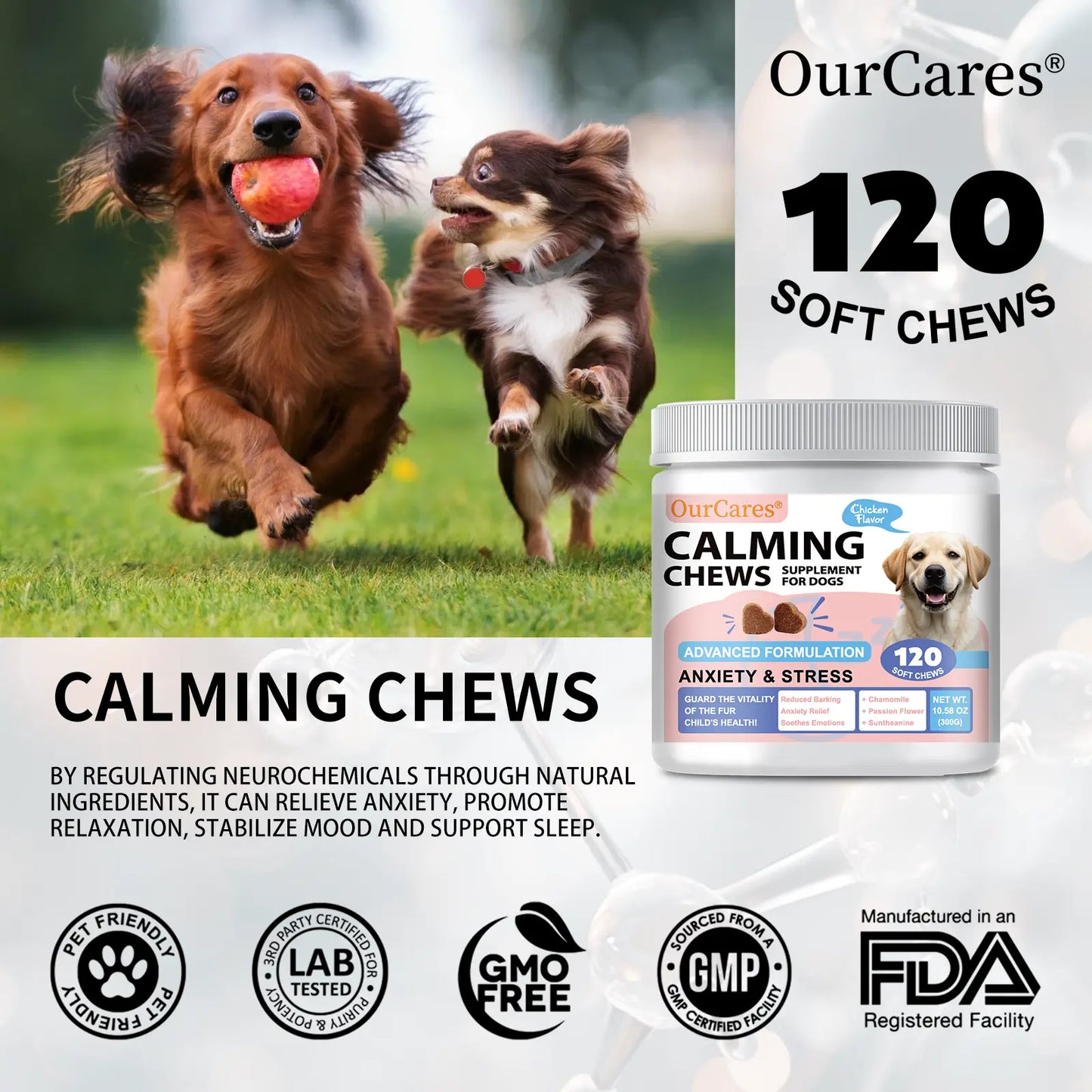 Dog Calming Chews & Composure Soft Treats – Natural Anxiety & Stress Relief Supplement, Soothing Calming Bites for All Dog Breeds