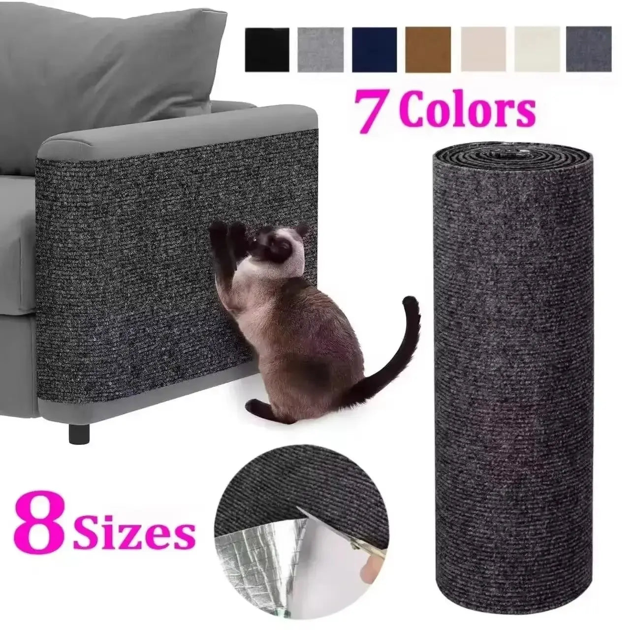 Cuttable Anti-Scratch Cat Mat – Self-Adhesive Sofa & Wall Protector, Durable Vertical Scratching Pad for Claw Sharpening