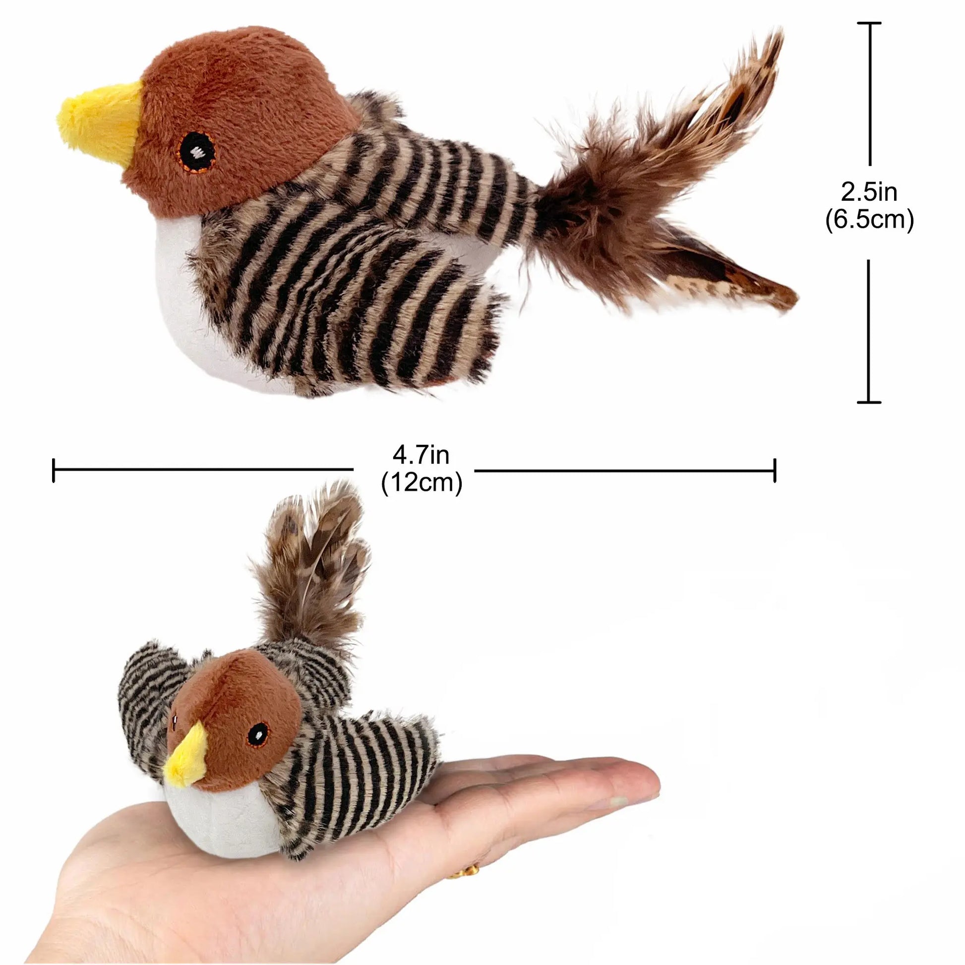 Lifelike Chirping Bird Cat Toy – Premium Catnip & Silvervine Interactive Kicker with Feathers for Indoor Play