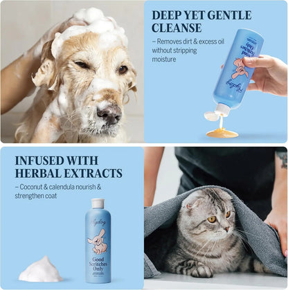Soothing Herbal Pet Shampoo – Hypoallergenic Itchy Skin Relief, Moisturizing & Deodorizing Formula for Cats and Dogs