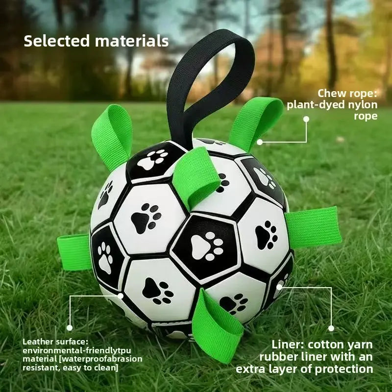 Dog Soccer Ball with 9 Grab Tabs – Interactive Herding & Water Toy for Medium and Large Dogs, Perfect Gift for Active Pets