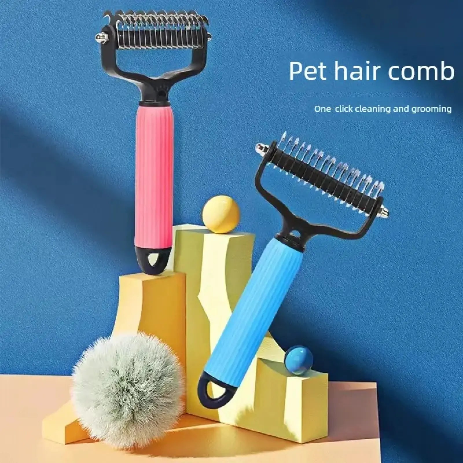 2-in-1 Pet Detangling & Dematting Comb – Durable Stainless Steel Shedding Tool for Daily Dog Coat Maintenance
