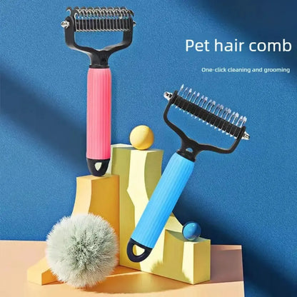 2-in-1 Pet Detangling & Dematting Comb – Durable Stainless Steel Shedding Tool for Daily Dog Coat Maintenance