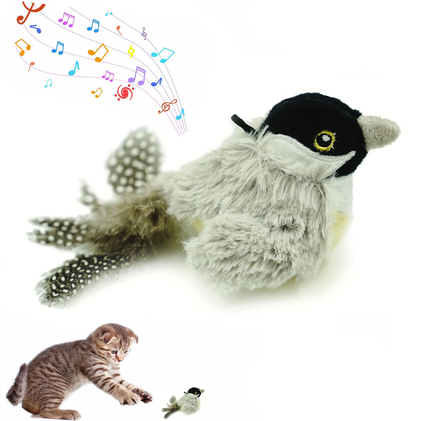Lifelike Chirping Bird Cat Toy – Premium Catnip & Silvervine Interactive Kicker with Feathers for Indoor Play
