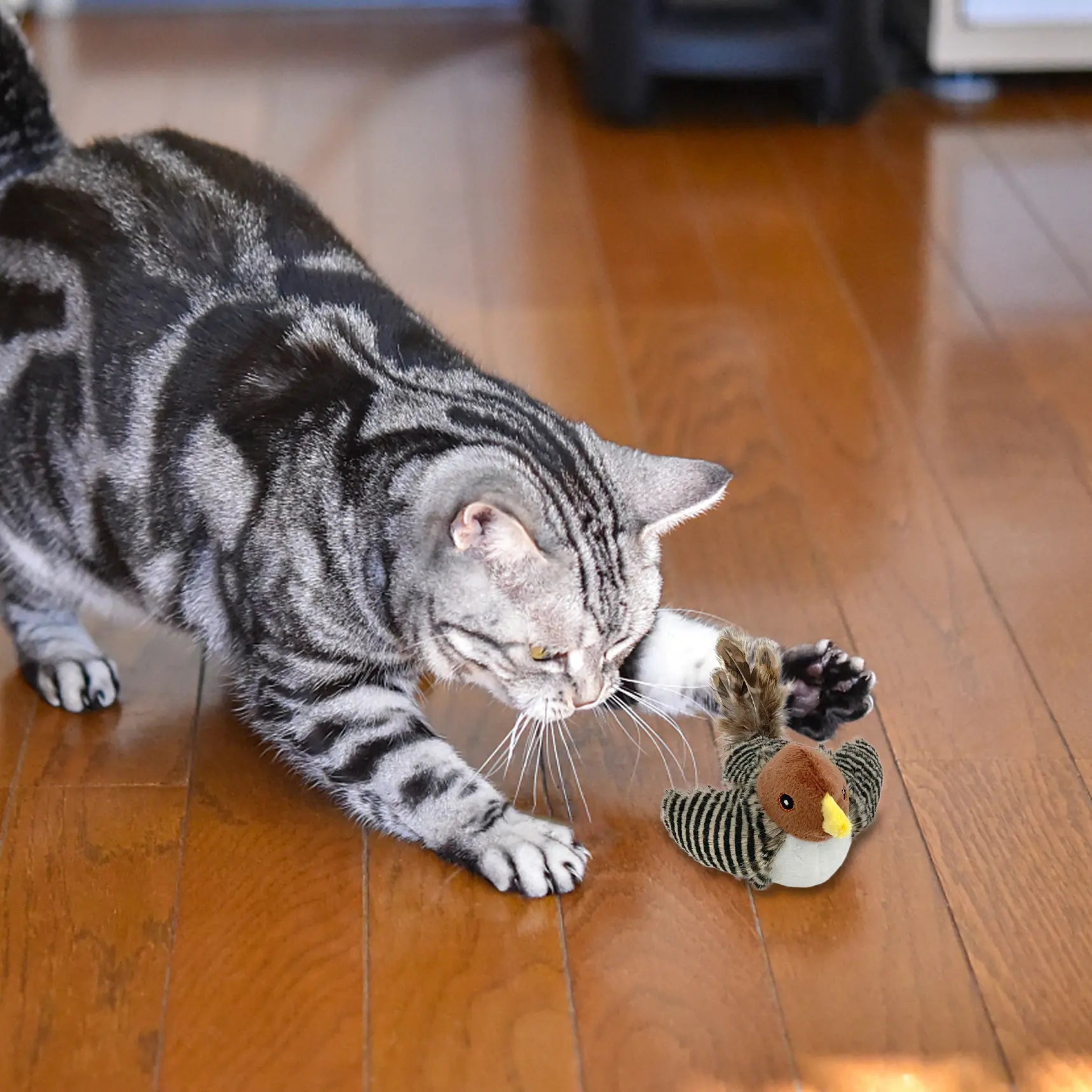 Lifelike Chirping Bird Cat Toy – Premium Catnip & Silvervine Interactive Kicker with Feathers for Indoor Play