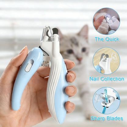 2-in-1 Pet Nail Clippers with Bright LED Light – Safe Quick-Cutting Claw Grooming Kit with Sharp Stainless Steel Blades for Cats and Dogs