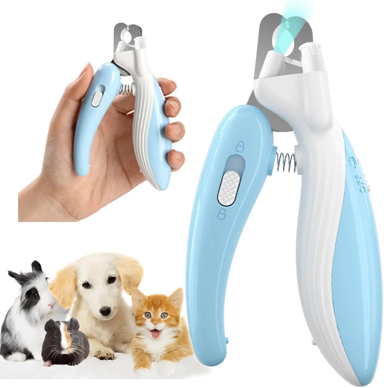 2-in-1 Pet Nail Clippers with Bright LED Light – Safe Quick-Cutting Claw Grooming Kit with Sharp Stainless Steel Blades for Cats and Dogs