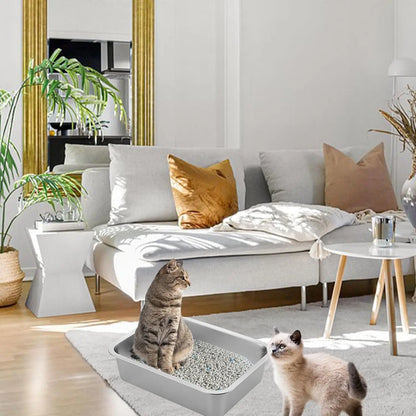 Premium Stainless Steel Litter Box (2-Pack) – High-Sided Non-Stick Metal Cat Litter Pan (17.5" x 13.5" x 4")